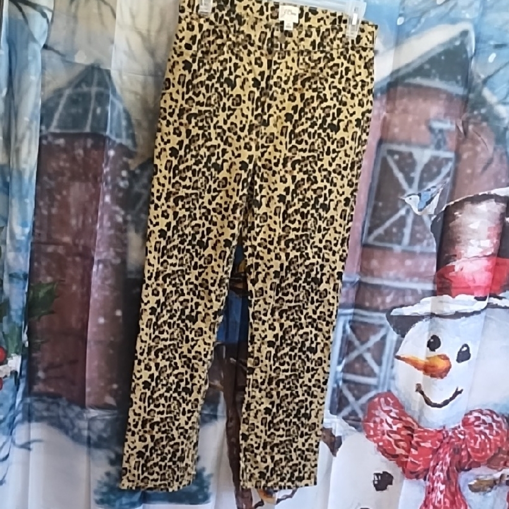 J. Crew Leopard Print Straight Leg Pants - Tan and Black
